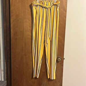 Cato brand yellow black and white stripped pants